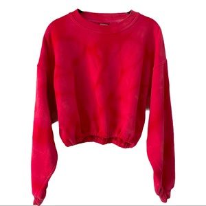 Red Tie Dye Crop Long Sleeve Sweater Large